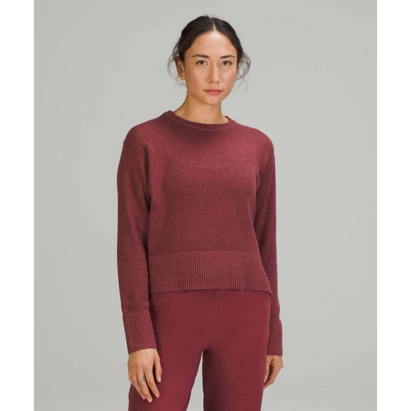Lululemon Cashlu Boxy Crewneck Sweater Heathered Mulled Wine Womens Size 8 - Picture 1 of 6